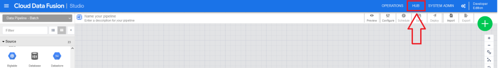 Google Cloud Data Fusion hub
