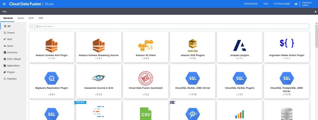 Google Cloud Data Fusion hub